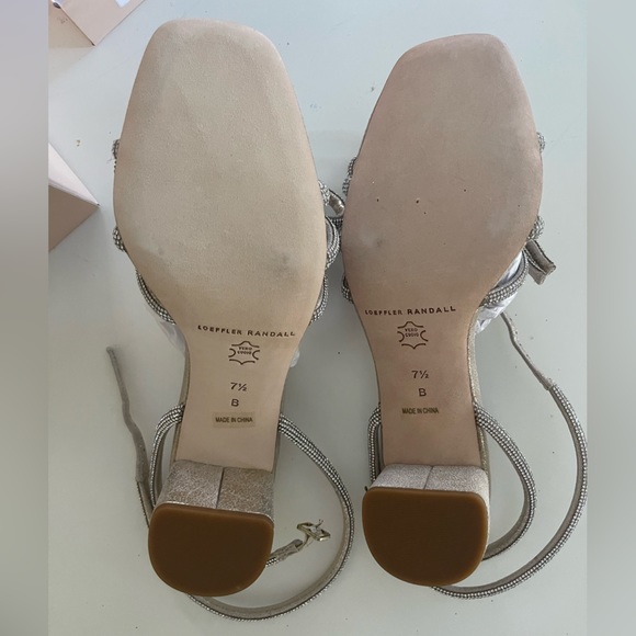 Loeffler Randall Mikel Leather Bow Mid-Heel Sandals in Cappuccino rhinestones - Picture 8 of 8